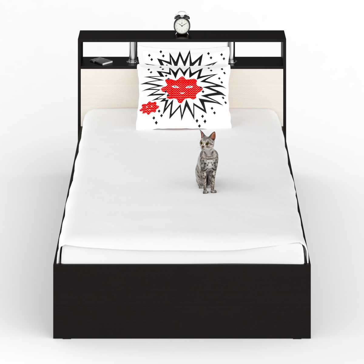 Камелия Кровать 120 без ящиков Венге/Дуб лоредо