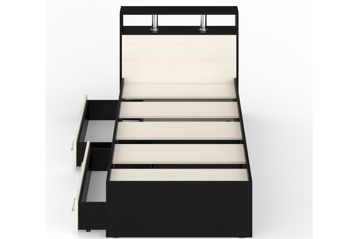 Камелия Кровать 90 с ящиками Венге/Дуб лоредо