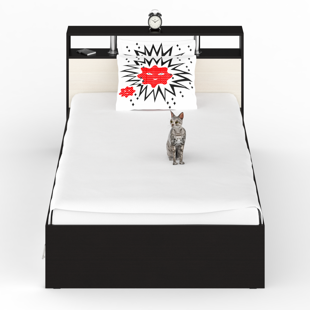 Камелия Кровать 120 с ящиками Венге/Дуб лоредо