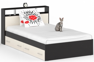 Камелия Кровать 120 с ящиками Венге/Дуб лоредо