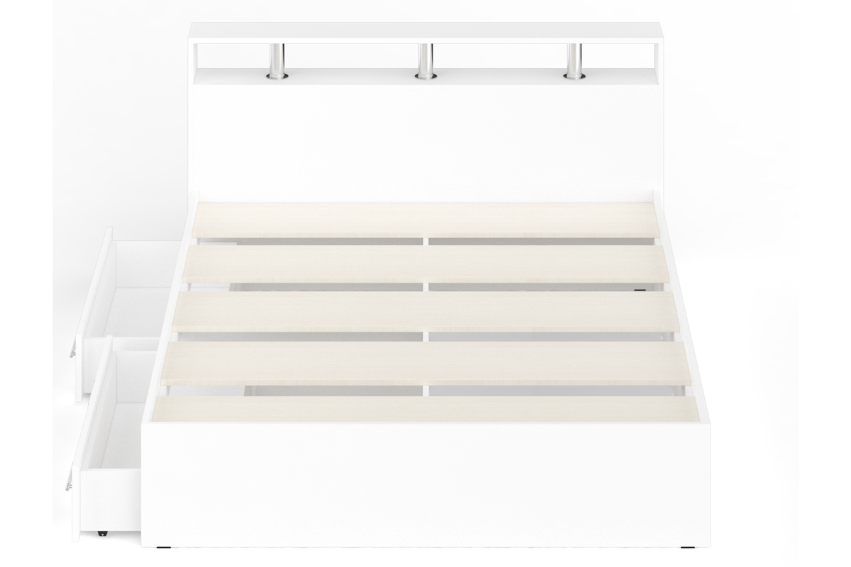 Камелия Кровать 160 с ящиками Белый