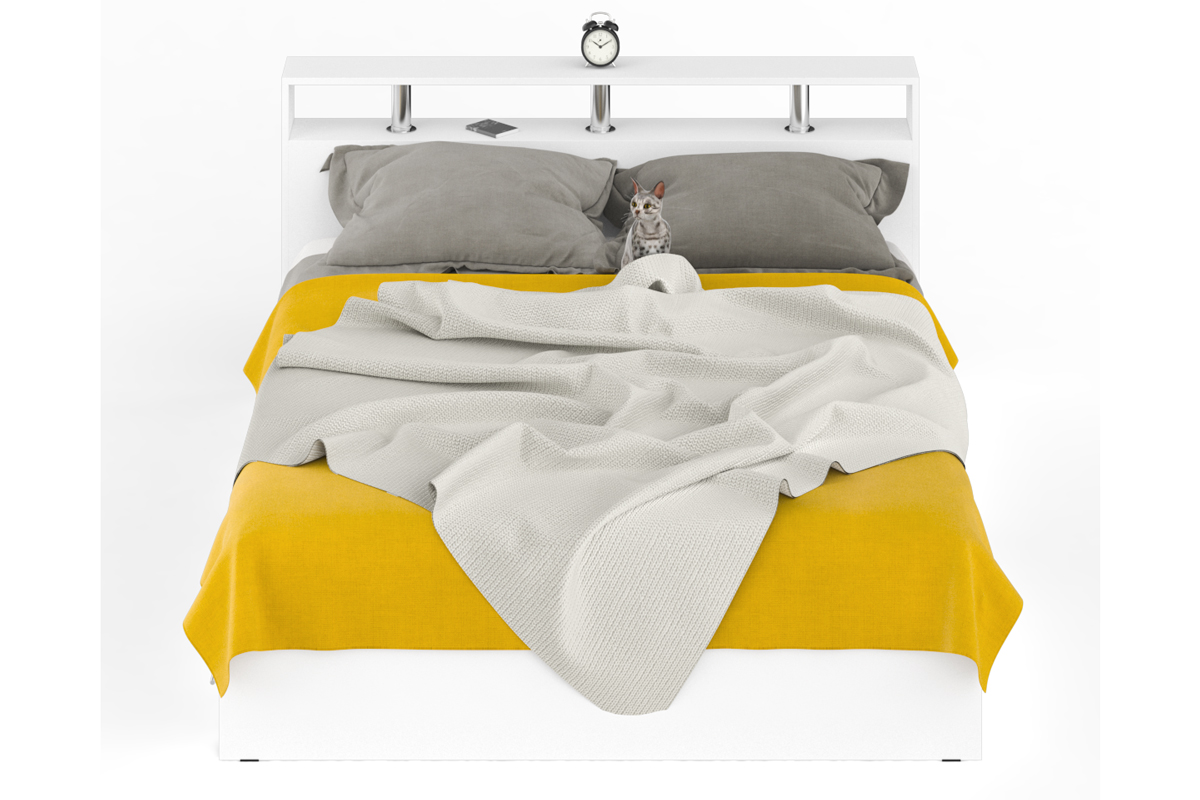 Камелия Кровать 160 с ящиками Белый