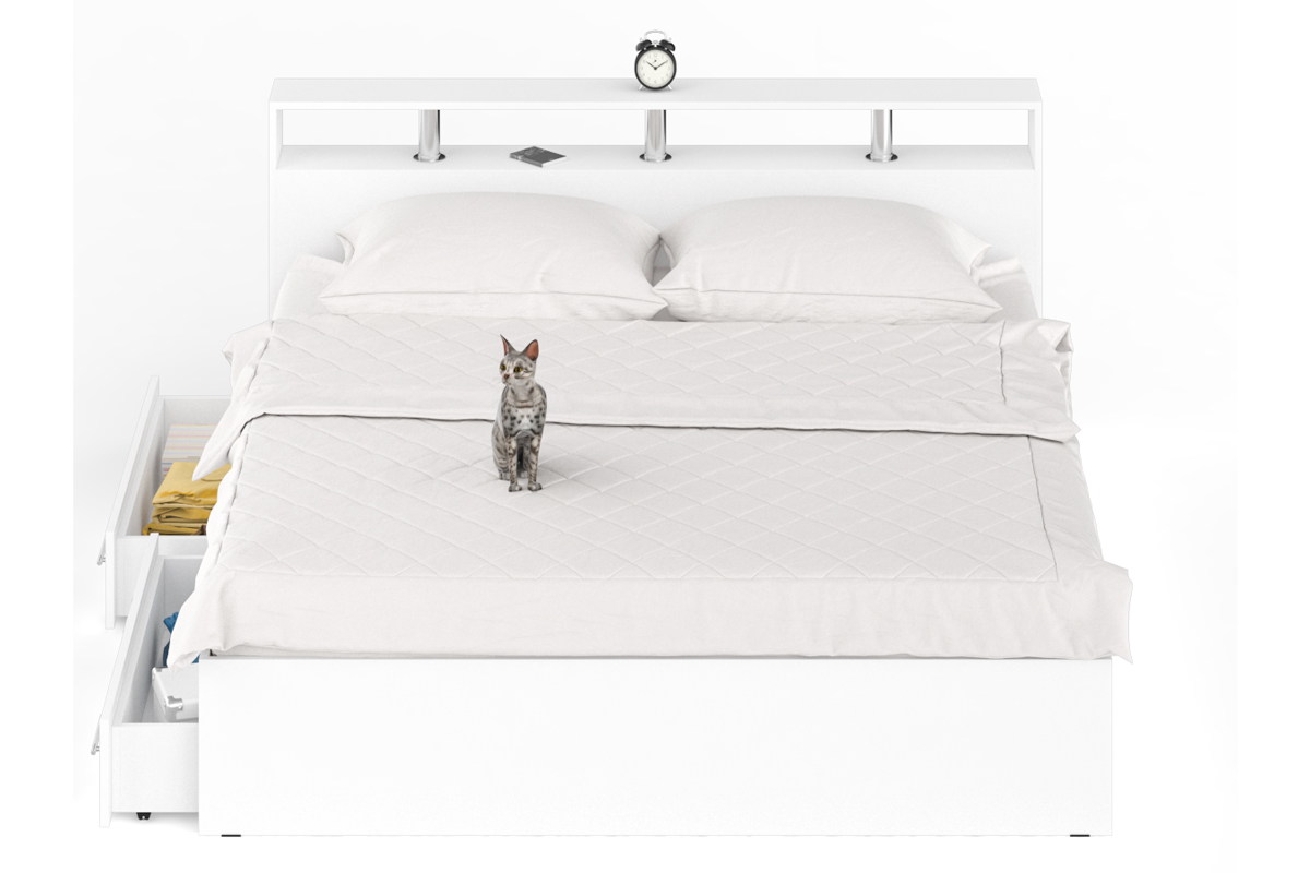 Камелия Кровать 180 с ящиками Белый