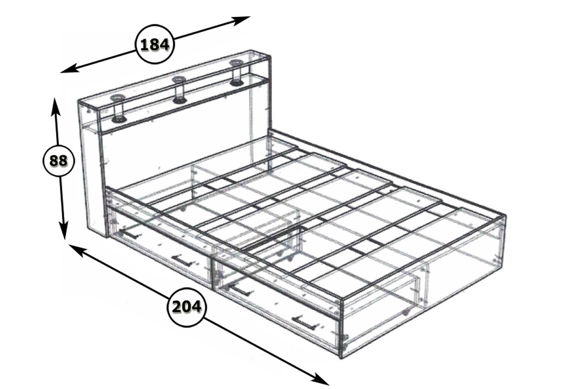 Камелия Кровать 180 с ящиками Белый
