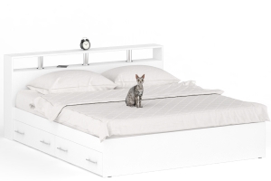 Камелия Кровать 180 с ящиками Белый