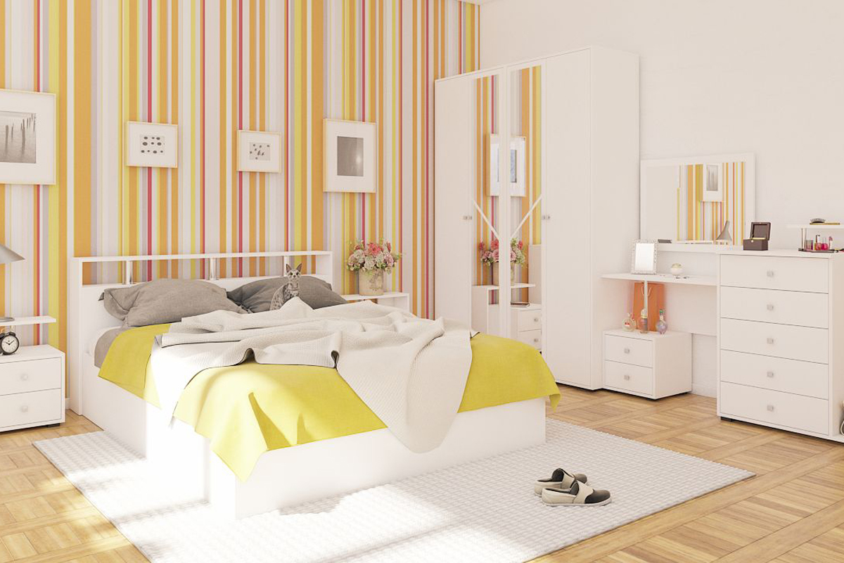 Камелия Шкаф 4-х створчатый Белый