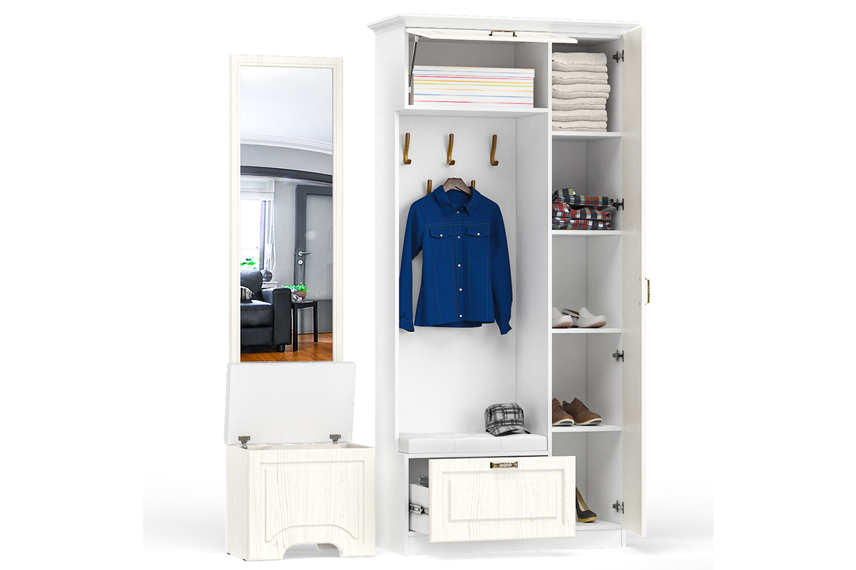 Ливерпуль № 1 Прихожая Ясень ваниль/белый