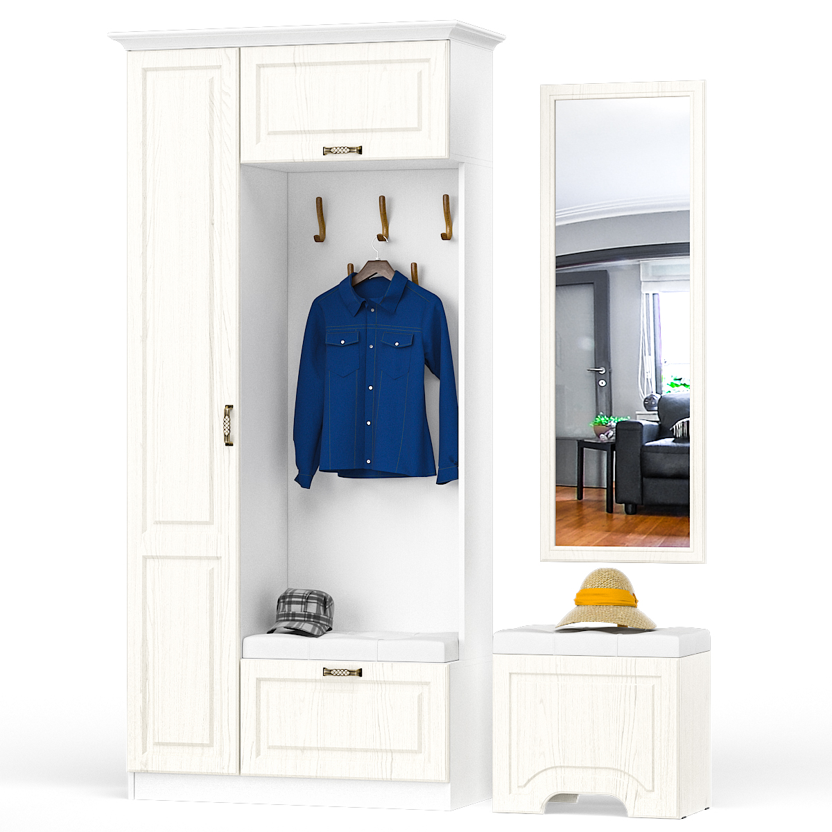 Ливерпуль № 1 Прихожая Ясень ваниль/белый