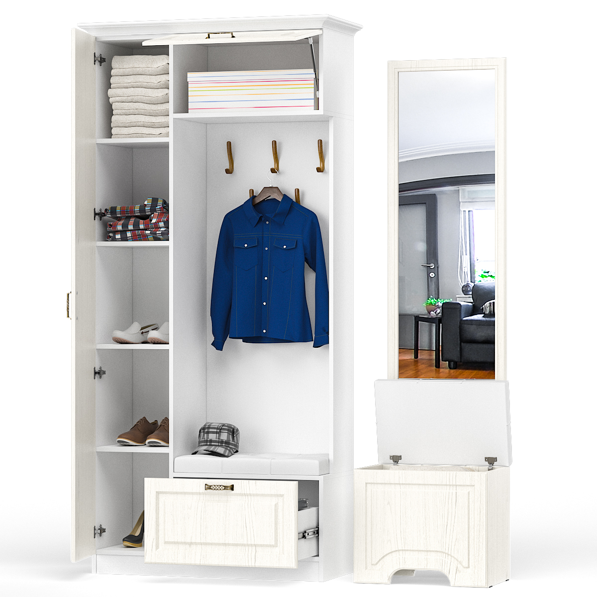 Ливерпуль № 1 Прихожая Ясень ваниль/белый