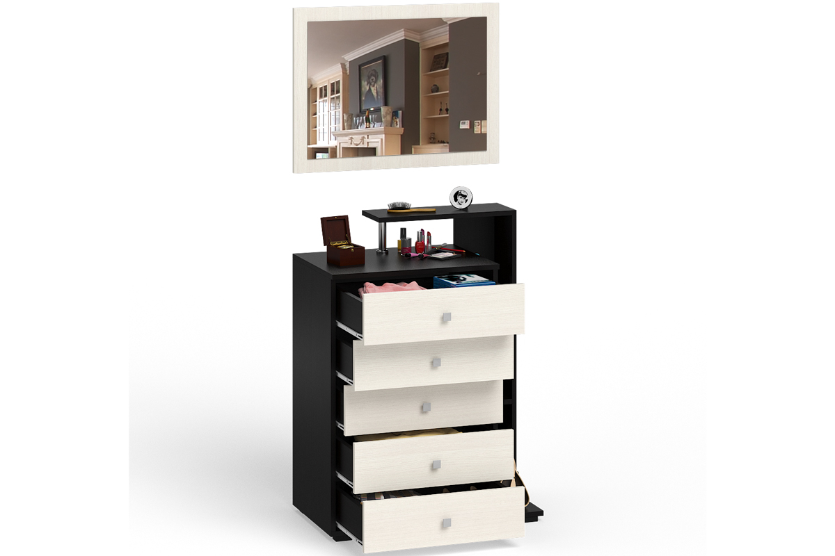 Камелия Комод с зеркалом Венге/Дуб лоредо