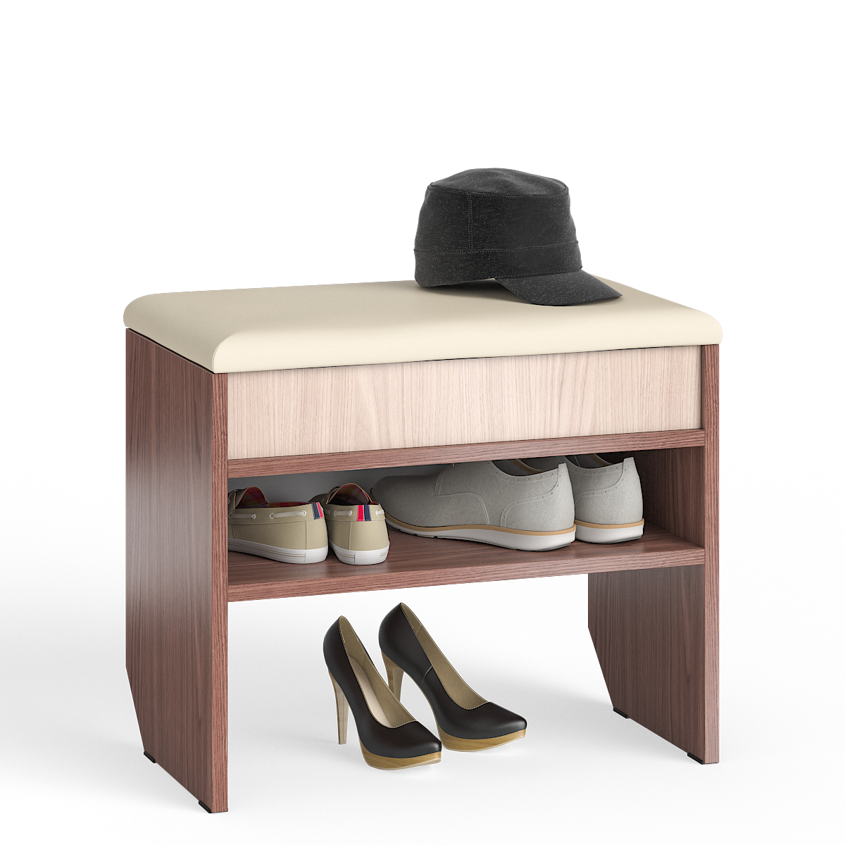 Тумба для обуви С-МД-ТО-09 ясень шимо светлый/темный