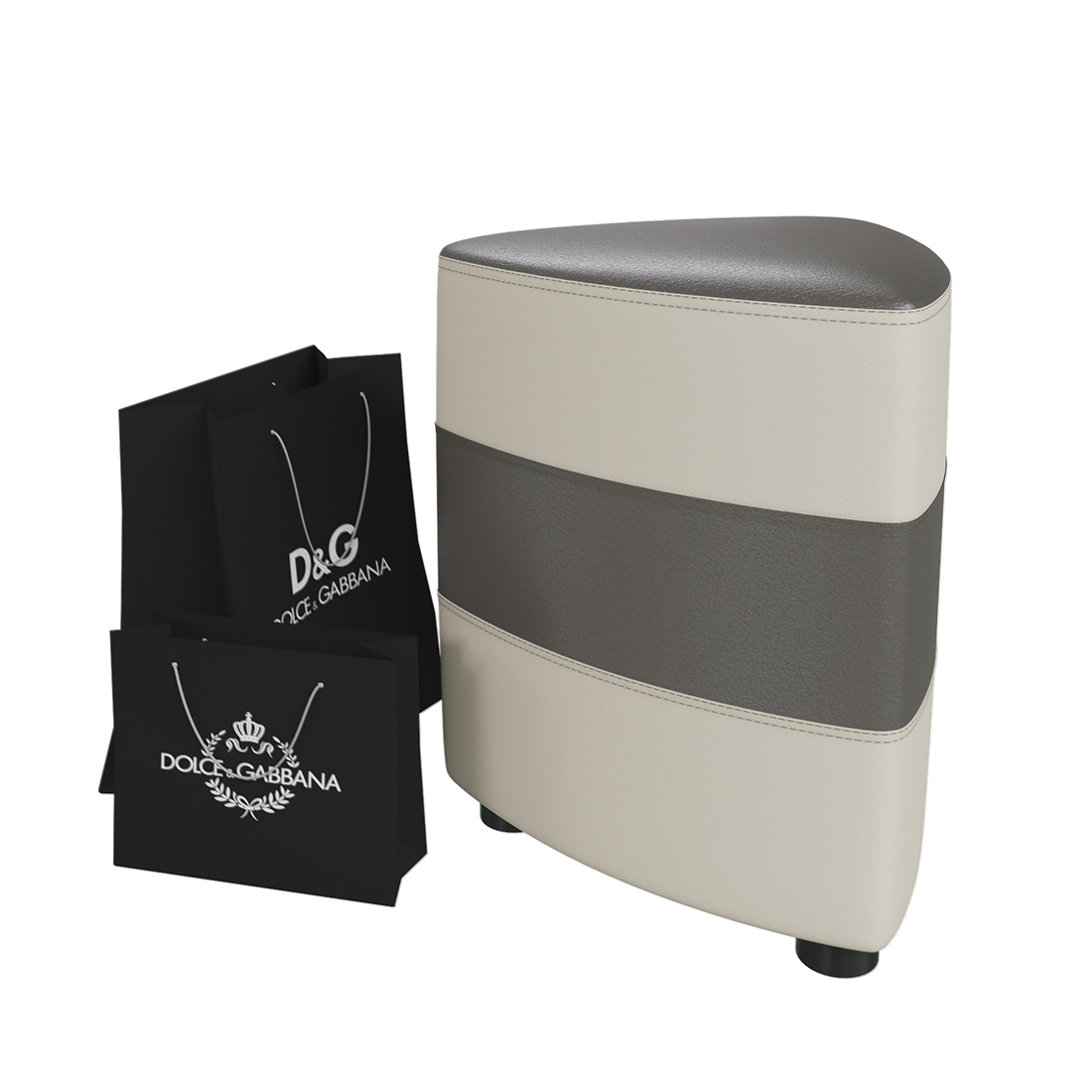 Норд Пуф (экокожа) темно-коричневый/белый