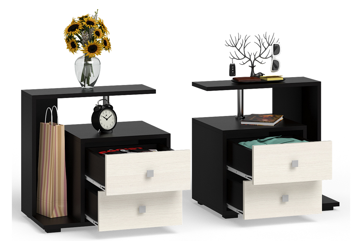 Камелия Комплект прикроватных тумб (левая + правая) Венге/Дуб лоредо