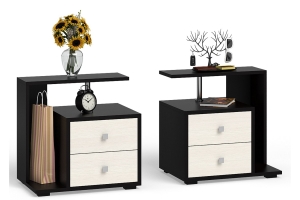 Камелия Комплект прикроватных тумб (левая + правая) Венге/Дуб лоредо