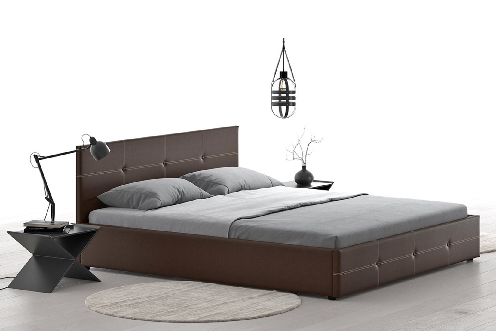 Синди Кровать интерьерная без основания 160х200  Марика 468 шоколад