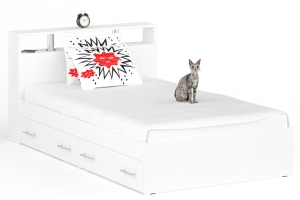 Камелия Кровать 120 с ящиками Белый