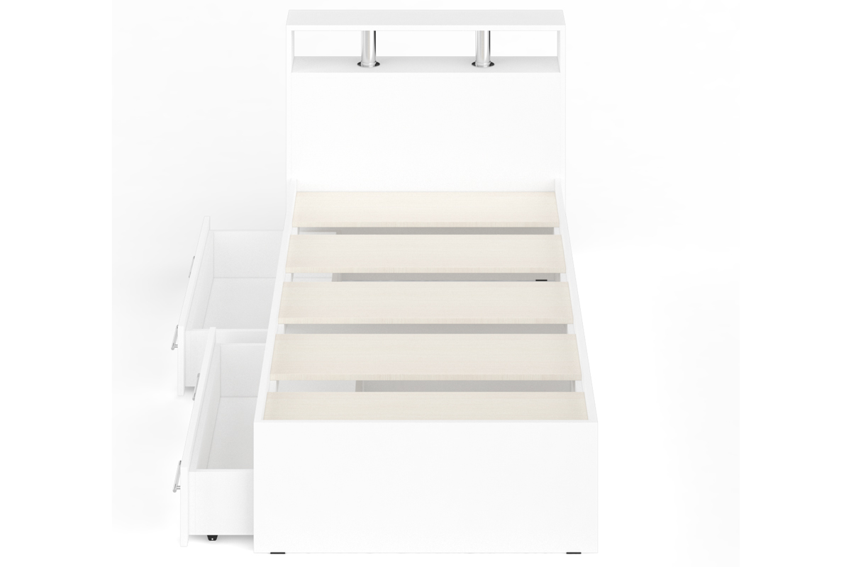 Камелия Кровать 90 с ящиками Белый