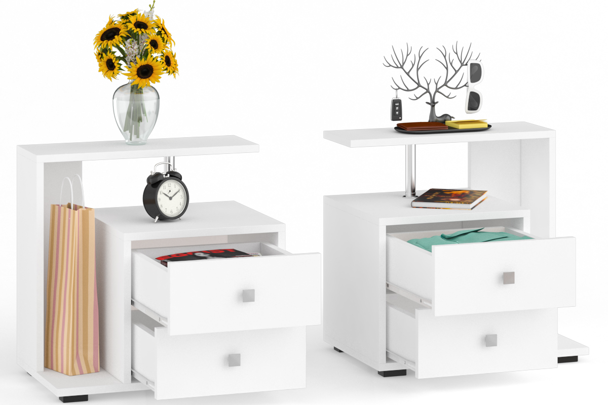 Камелия Комплект прикроватных тумб (левая + правая) Белый