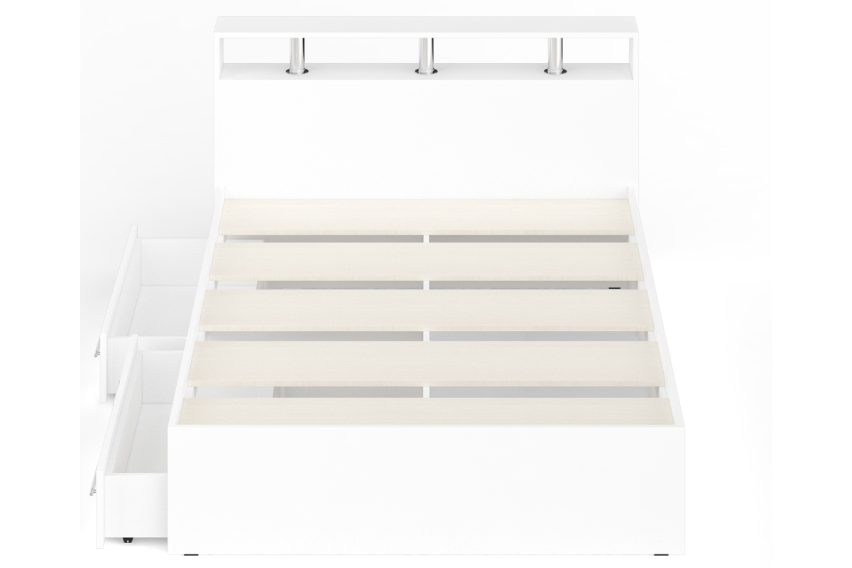 Камелия Кровать 140 с ящиками Белый
