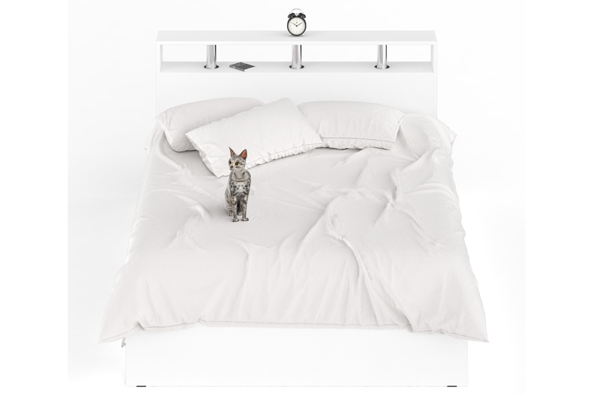 Камелия Кровать 140 с ящиками Белый