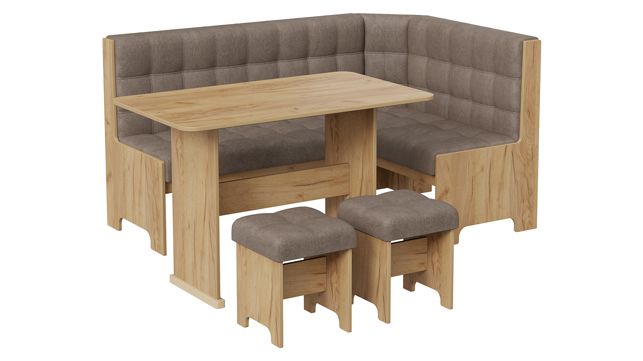 Флорида Кухонный уголок Дуб Крафт золотой/Микровелюр Wellmart Latte