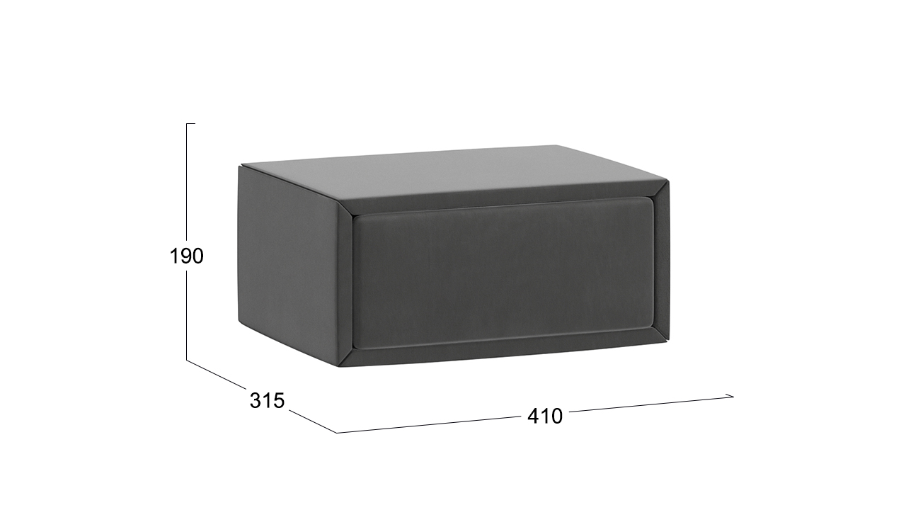 Элис тип 2 Тумба прикроватная с мягкой обивкой Велюр Графит