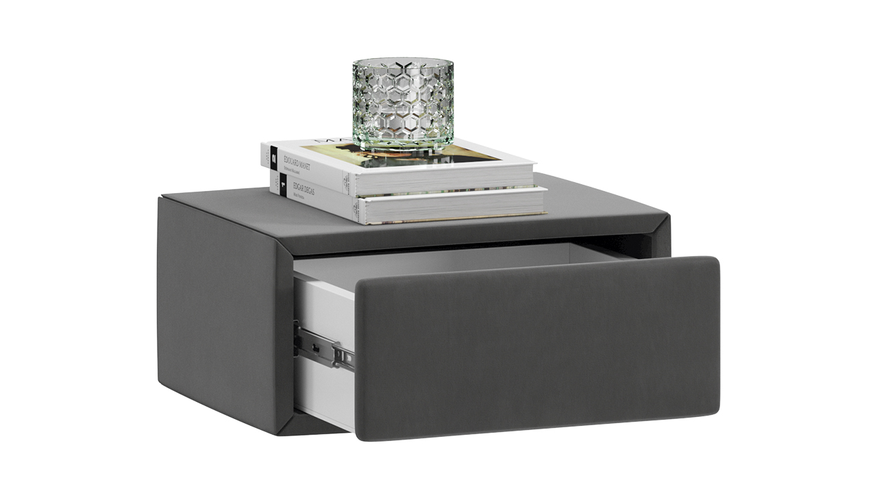 Элис тип 2 Тумба прикроватная с мягкой обивкой Велюр Графит