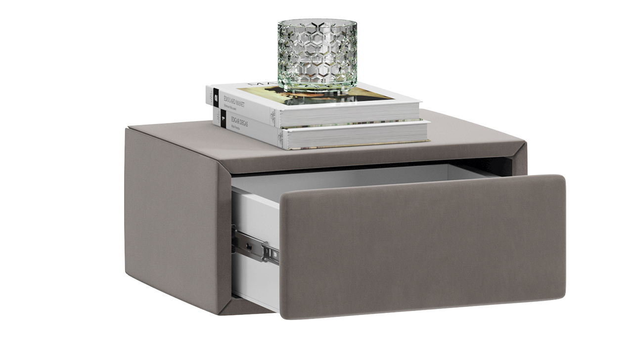 Элис тип 2 Тумба прикроватная с мягкой обивкой Велюр Мокко