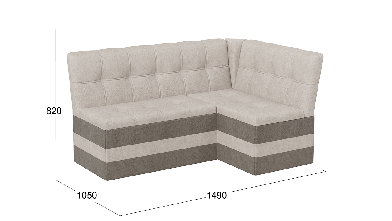 Оскар исп. 2 Скамья угловая Микровелюр Wellmart Dark Beige, Latte