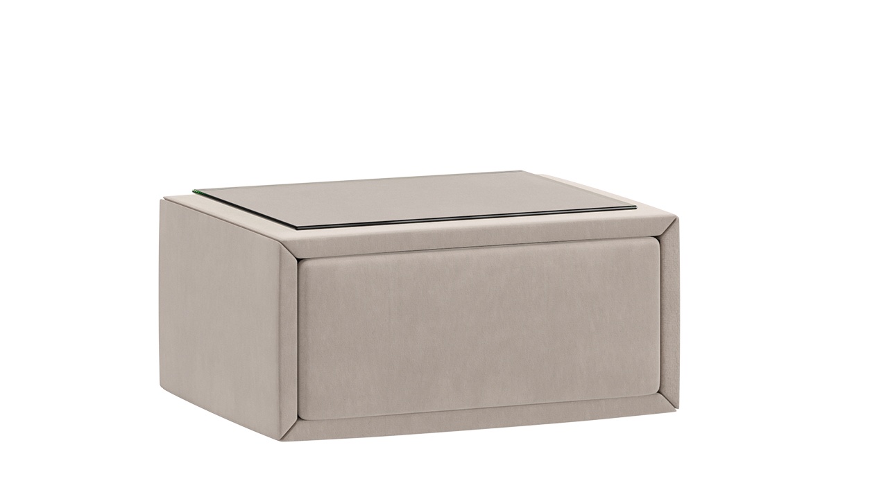 Элис тип 2 Тумба прикроватная со стеклом Велюр Бежевый