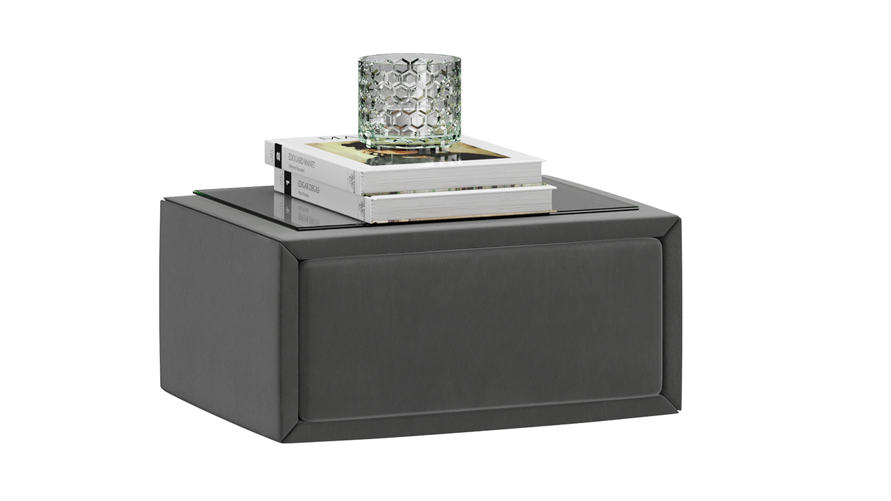 Элис тип 2 Тумба прикроватная со стеклом Велюр Графит