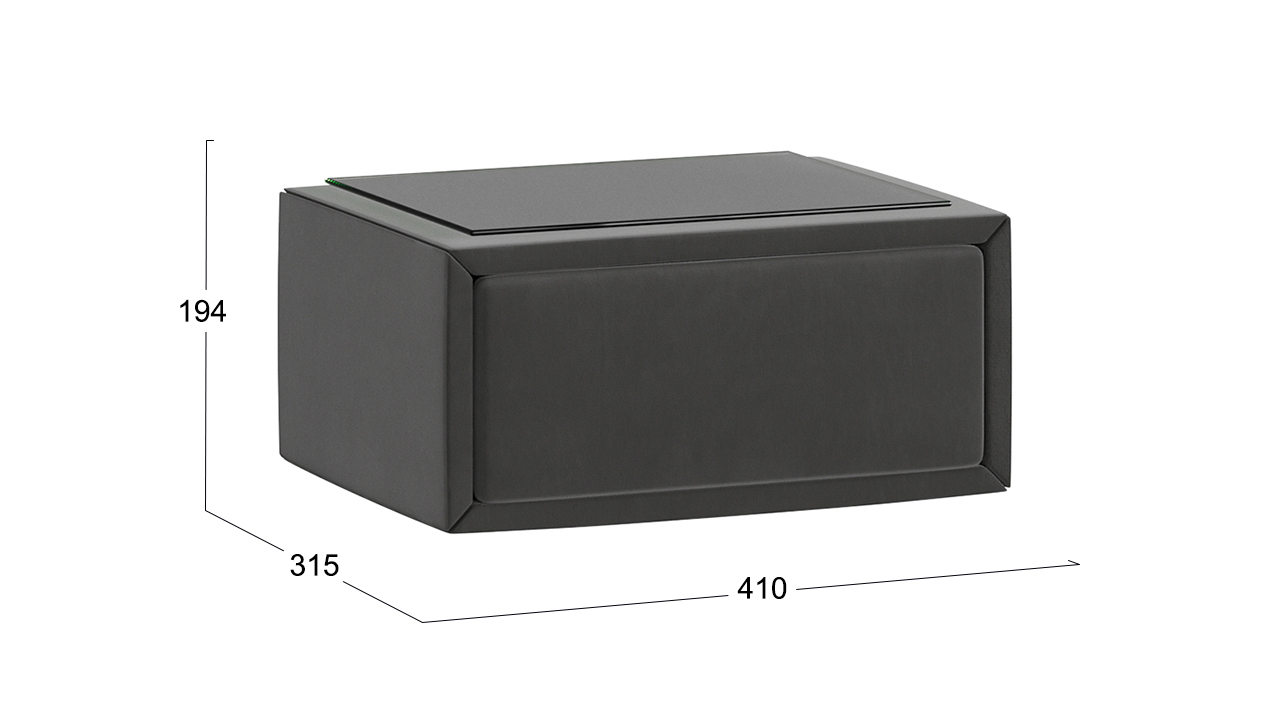Элис тип 2 Тумба прикроватная со стеклом Велюр Графит