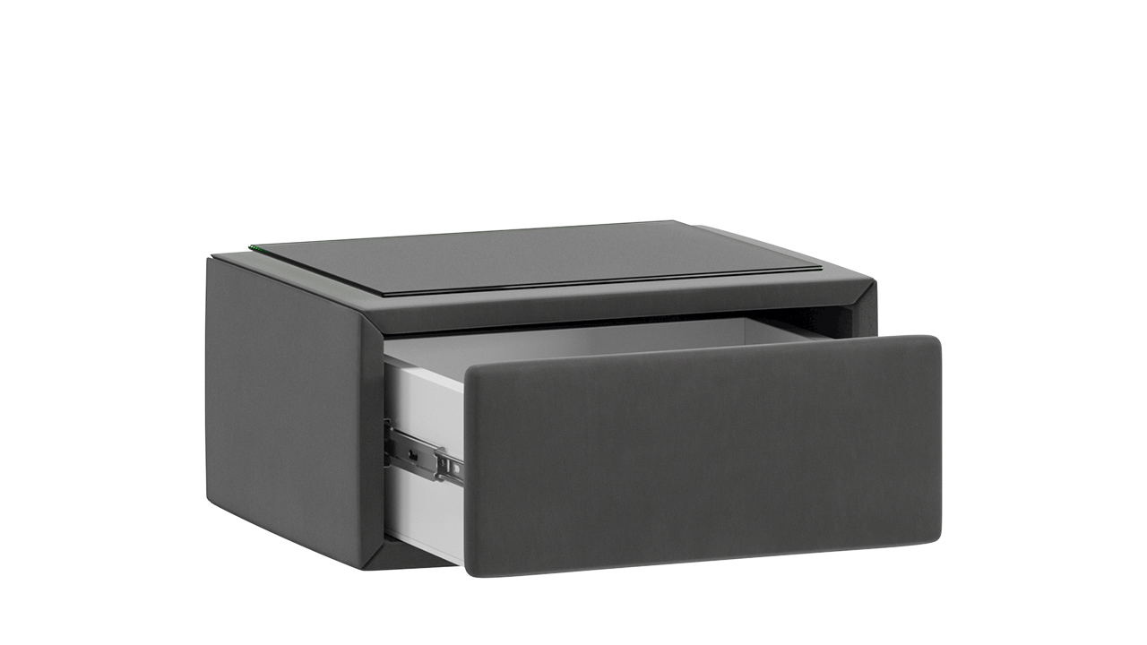 Элис тип 2 Тумба прикроватная со стеклом Велюр Графит