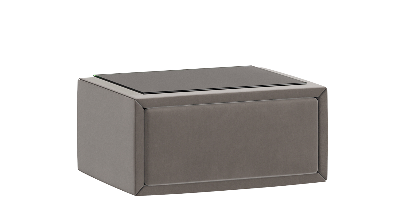 Элис тип 2 Тумба прикроватная со стеклом Велюр Мокко