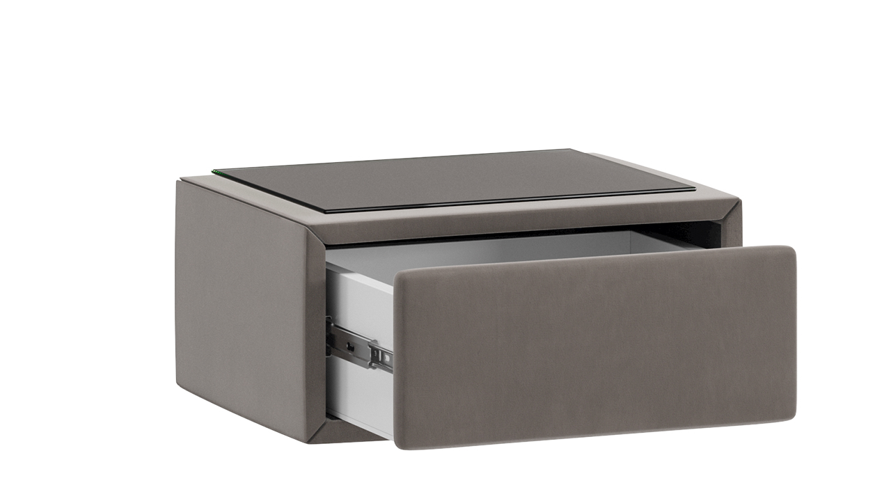 Элис тип 2 Тумба прикроватная со стеклом Велюр Мокко