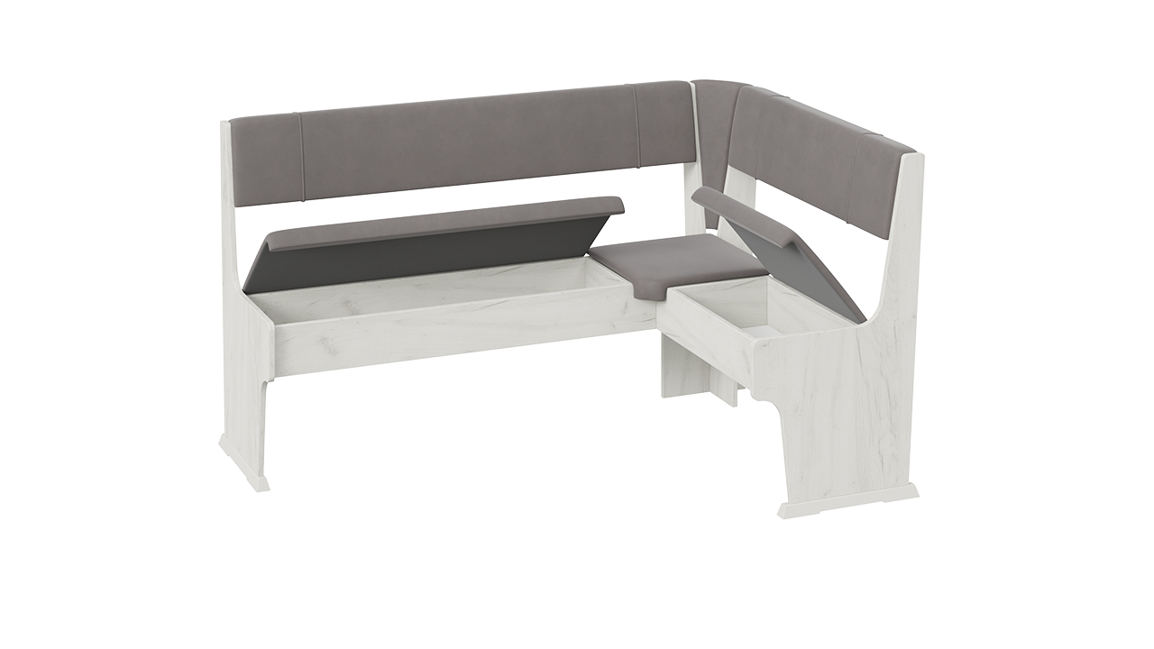 Рио Кухонный уголок Дуб крафт белый/Микровелюр Duna Steel