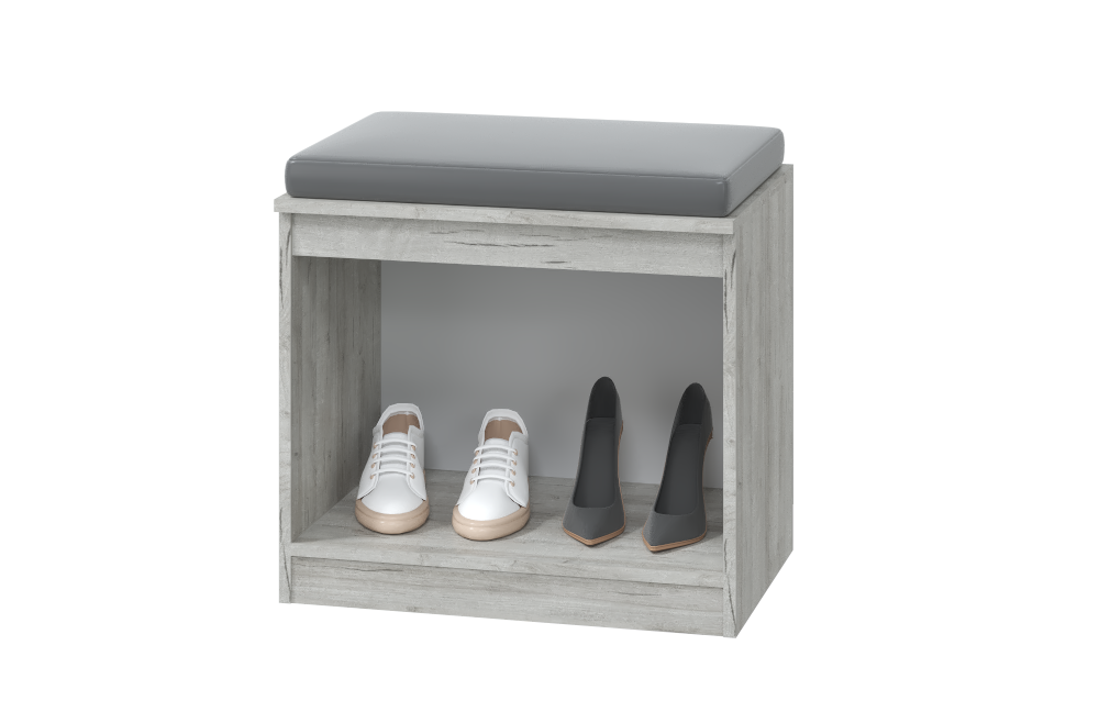 Тумба с мягким сиденьем Лори, дуб серый