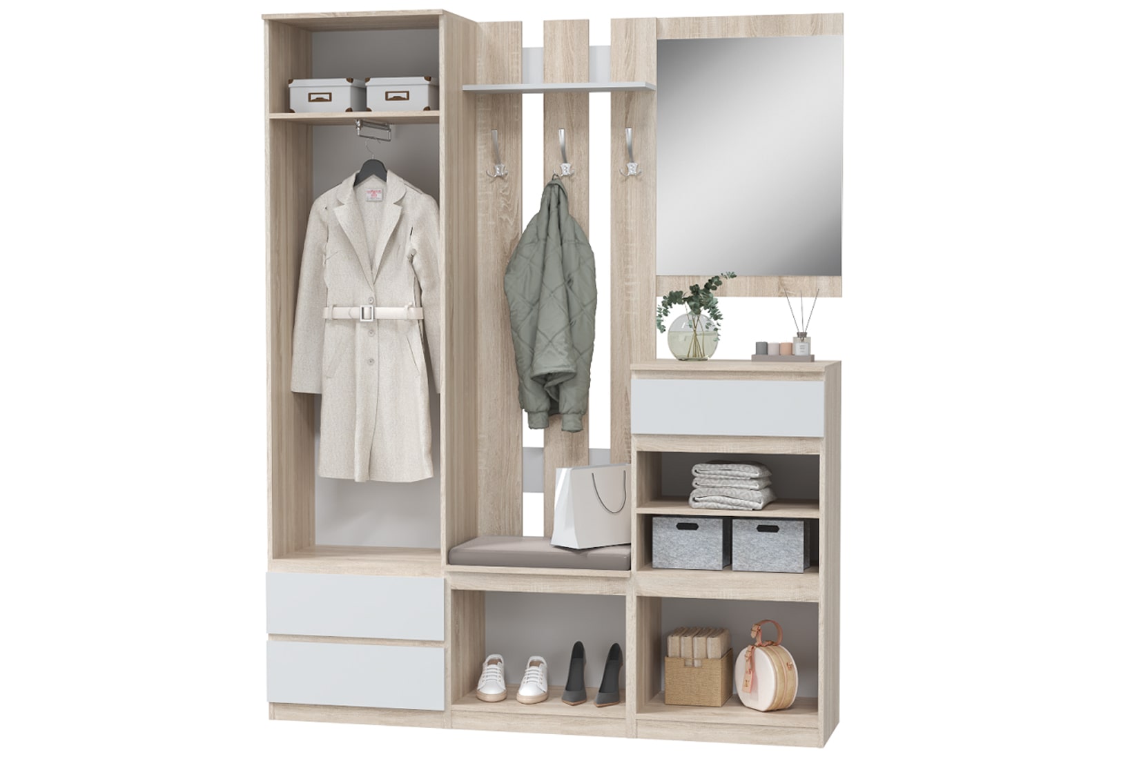 Лори Прихожая Дуб сонома/Белый