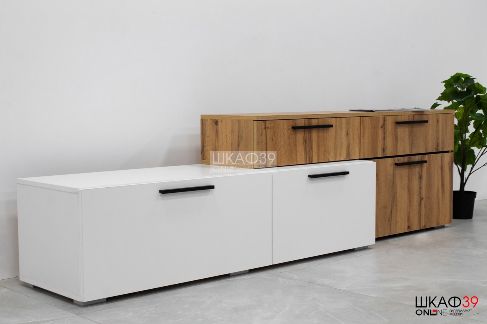 Альберо Тумба ТВ белый/дуб вотан