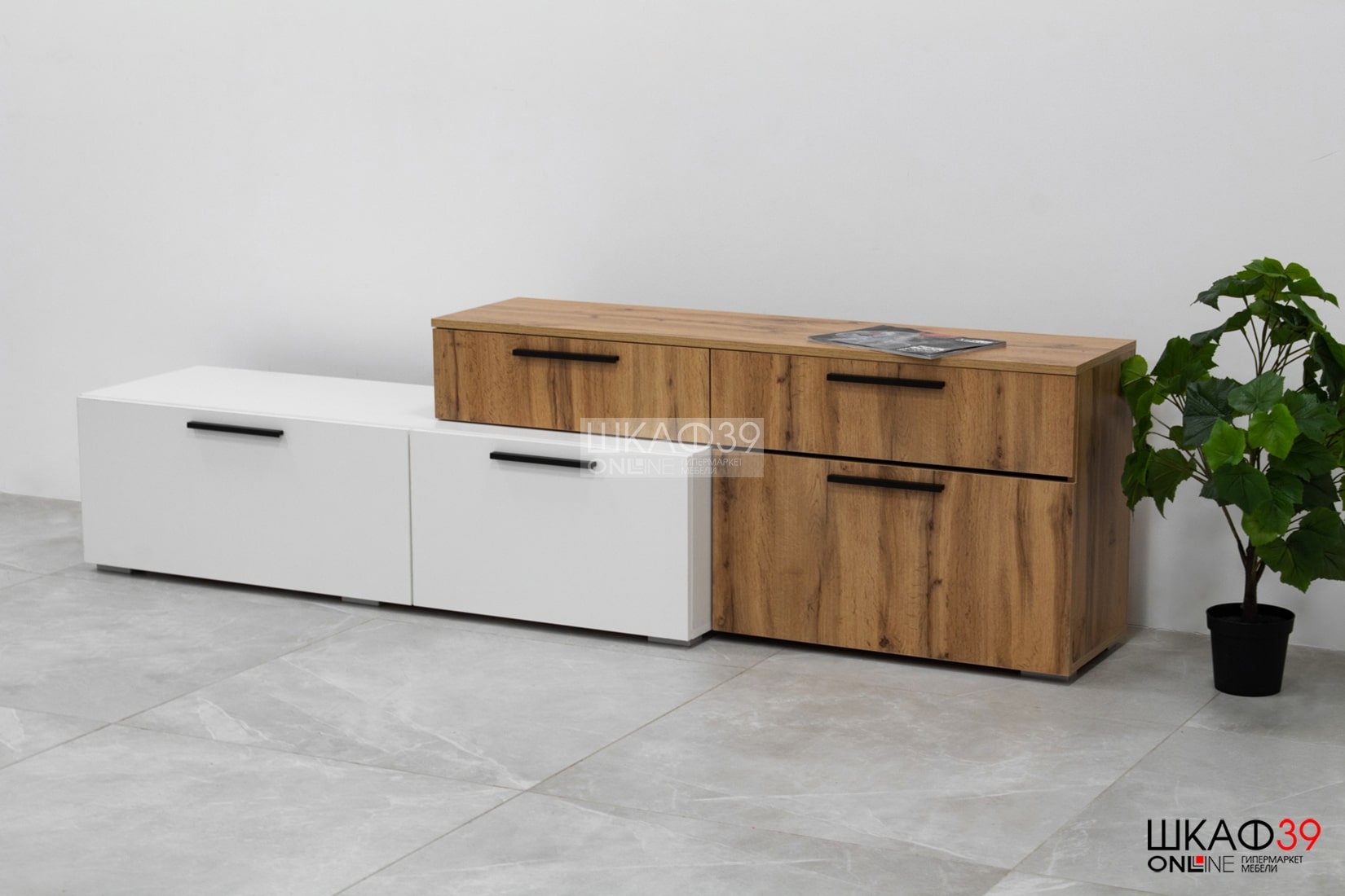 Альберо Тумба ТВ белый/дуб вотан