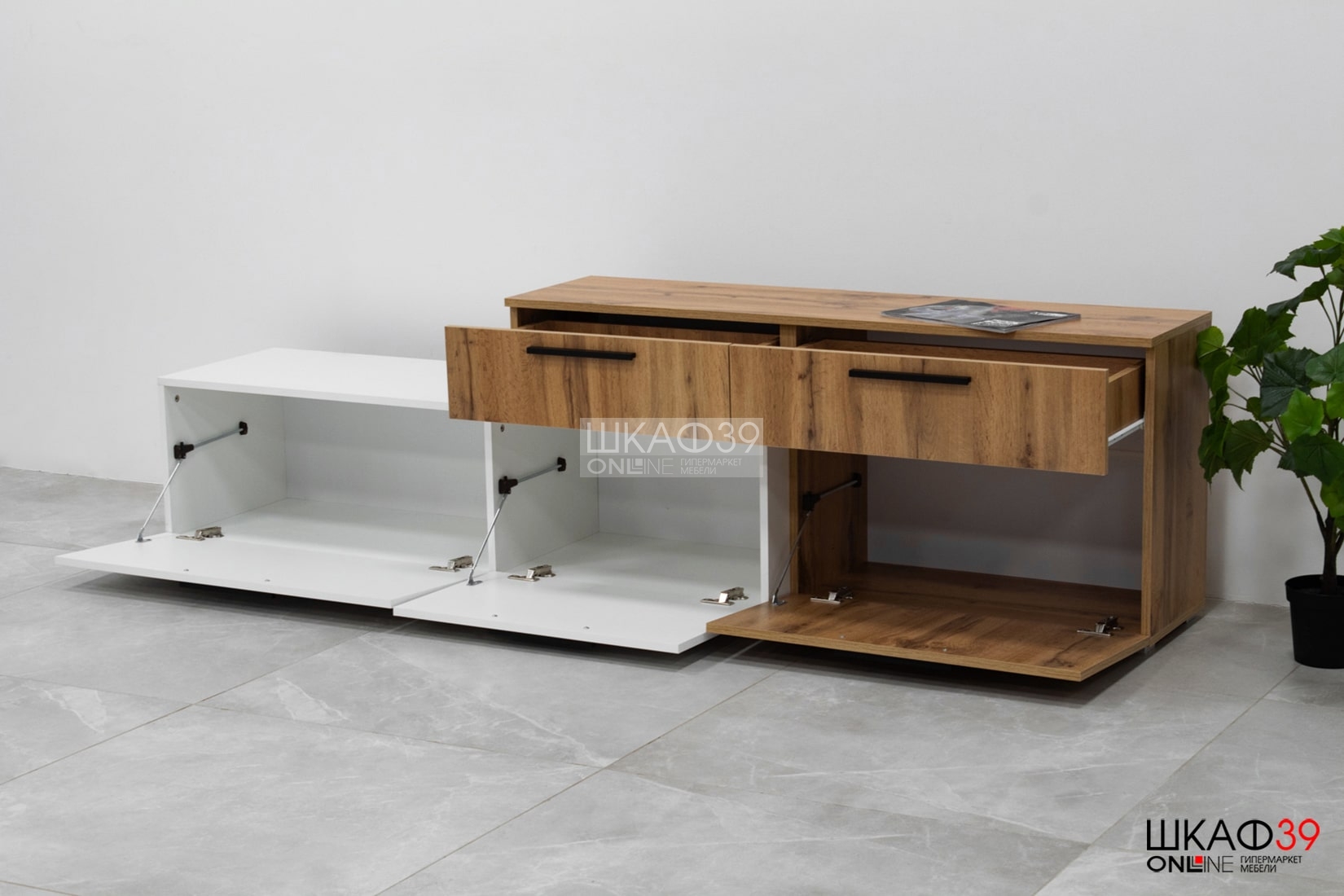 Альберо Тумба ТВ белый/дуб вотан