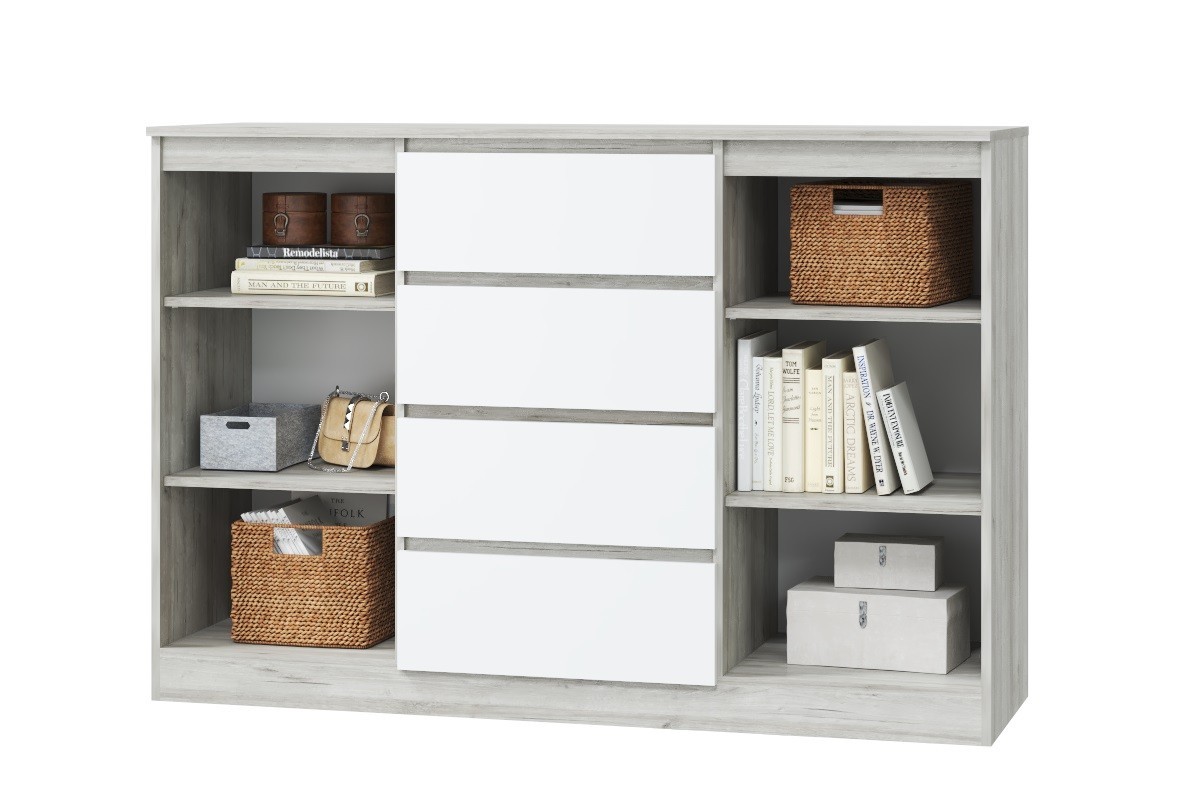 Комод с дверцами ящиками Лори, дуб серый