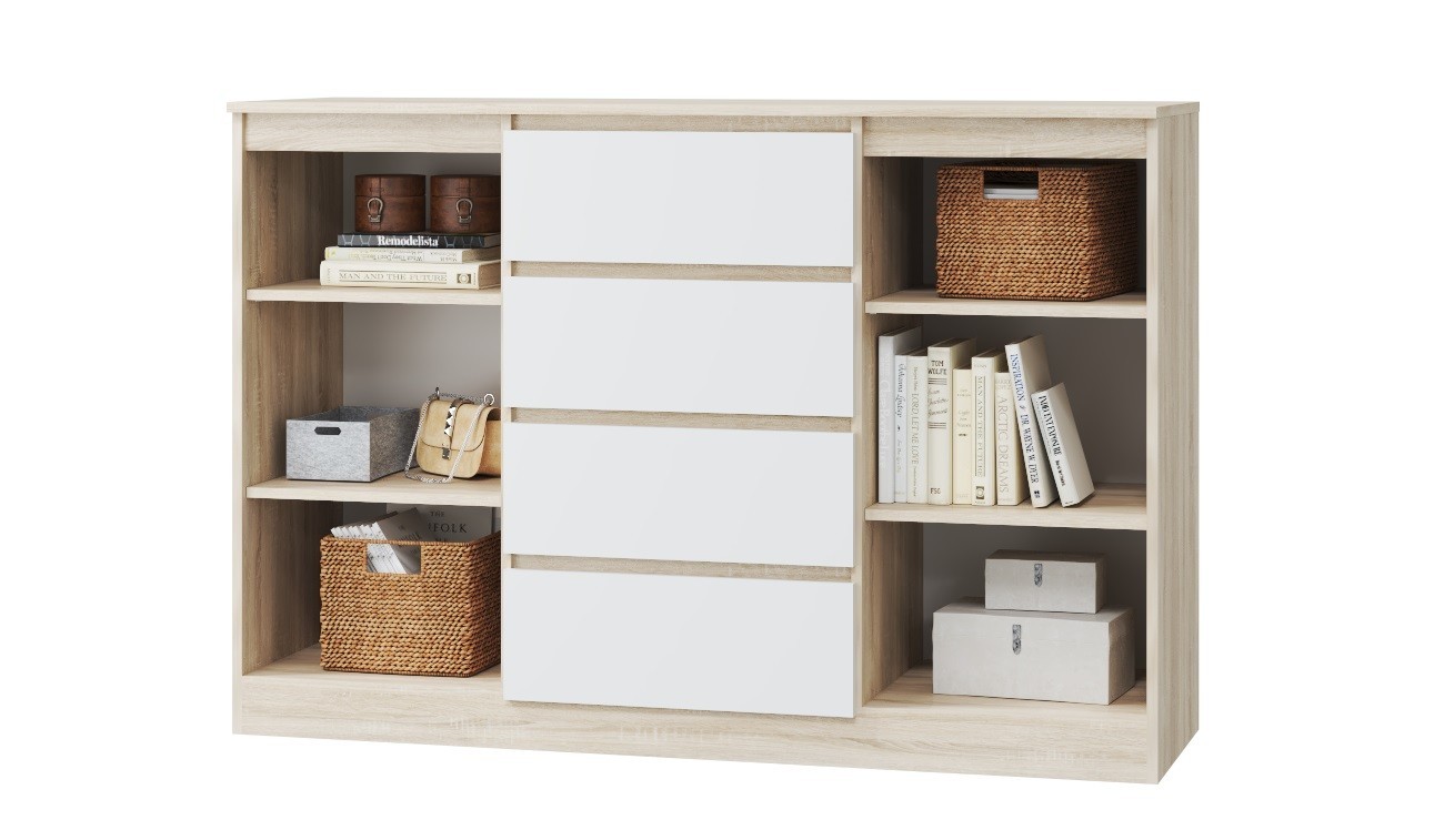 Комод с дверцами ящиками Лори, дуб сонома