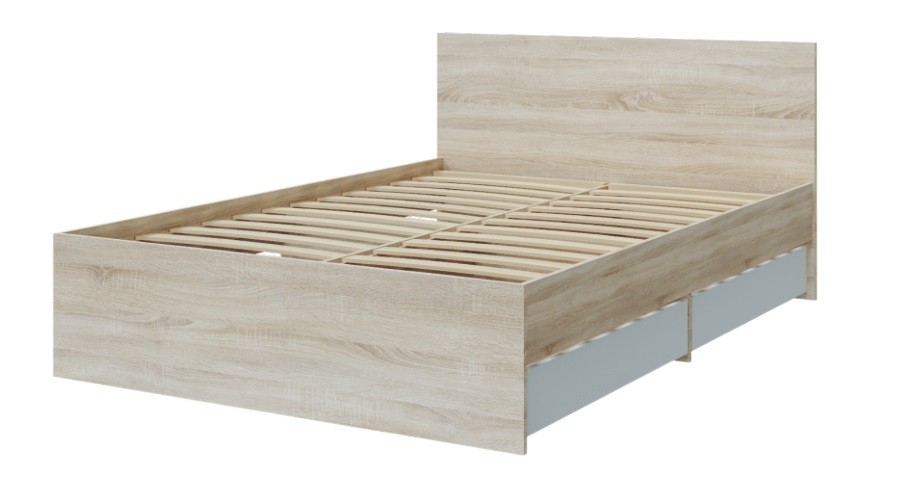 Кровать с латами и ящиками Лори 160х200, дуб сонома