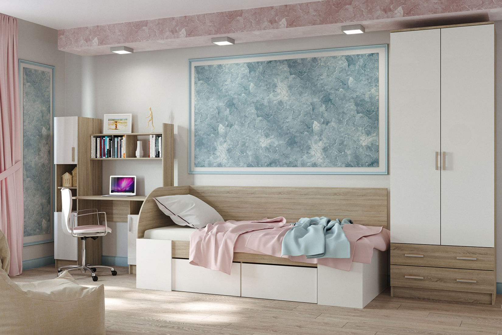 Беатрис КР900 Кровать 90 Сонома/Белый