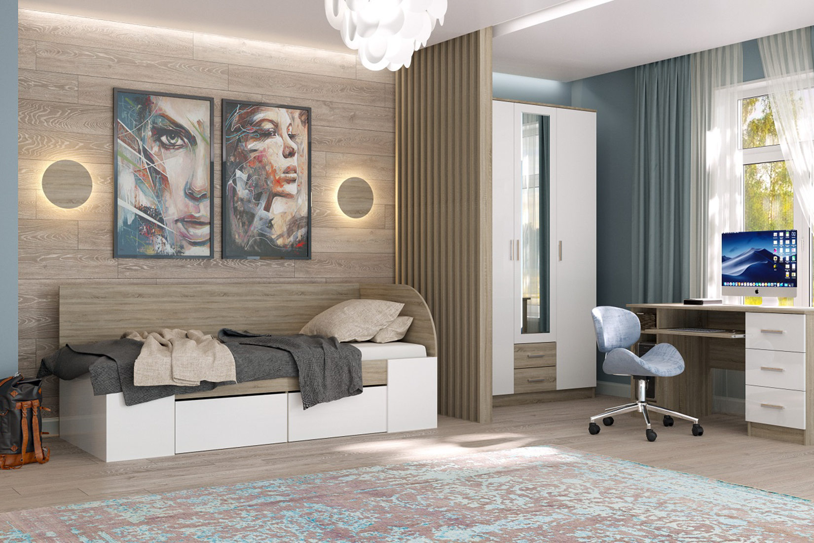 Беатрис КР900 Кровать 90 Сонома/Белый