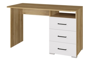 Лайт 1200 Стол 3 ящика Дуб крафт золотой/Белый