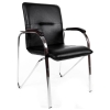 Самба Софт Стул посетителя кожзам черный/каркас хром