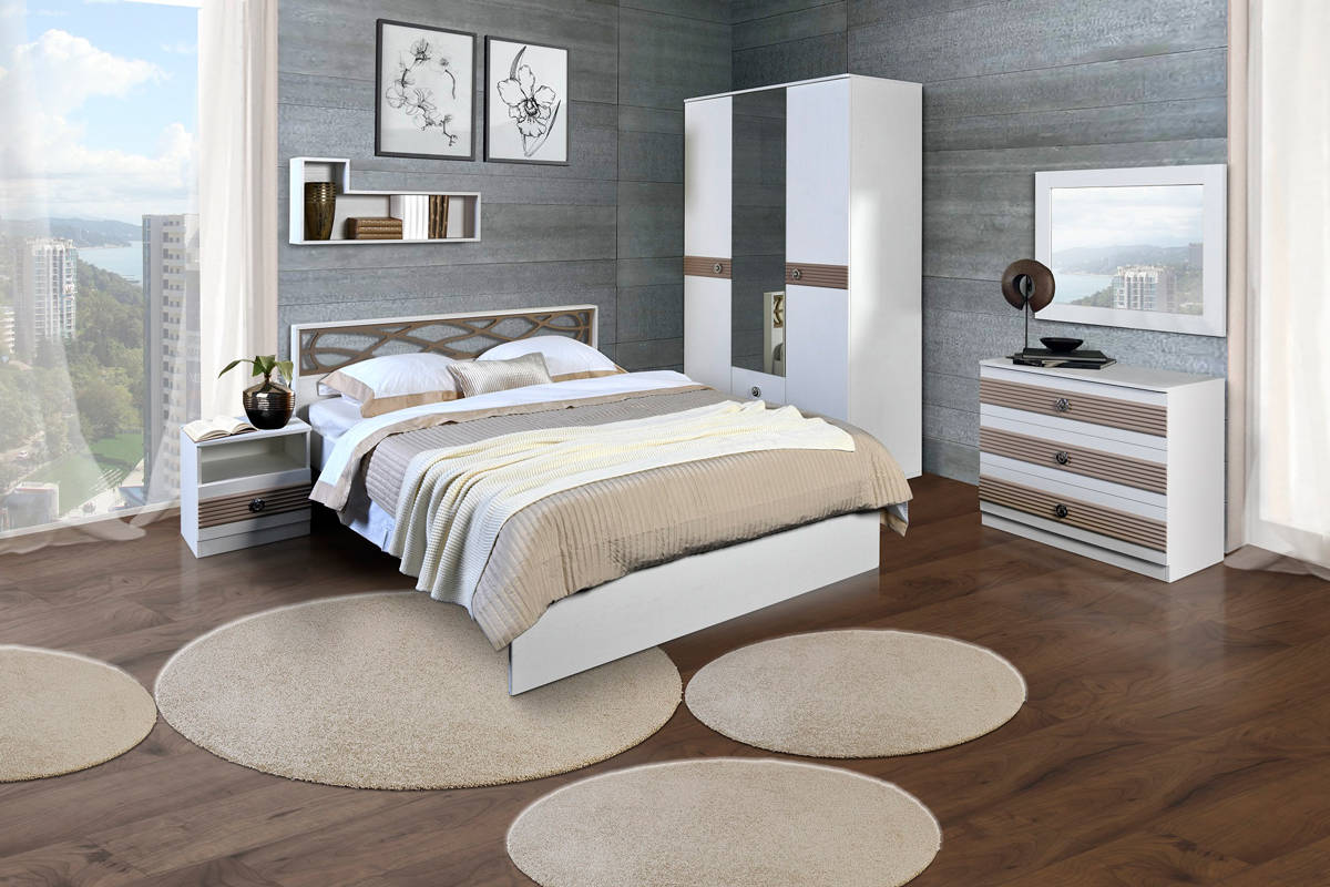 Саманта СМ3г Кровать 1600 (Дуб Седан) с ДСП настилом