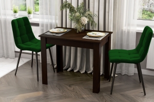 СО 1 / Chic Velvet Стол + 2 стула венге/зеленый